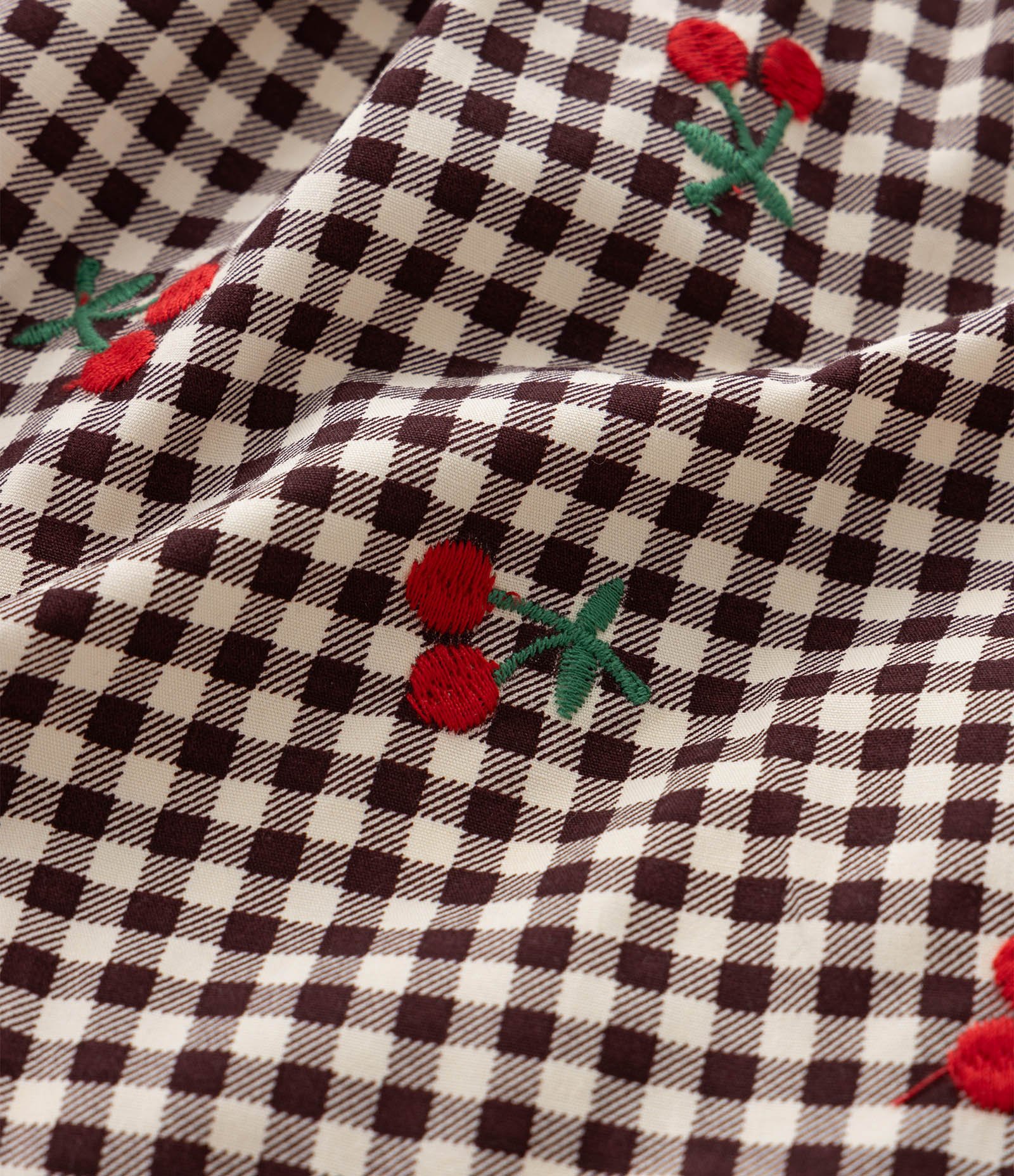 Vestido Infantil Xadrez em Tricoline com Bordados e Calcinha – Tam 0 a 18 Meses Marrom/Bege 4