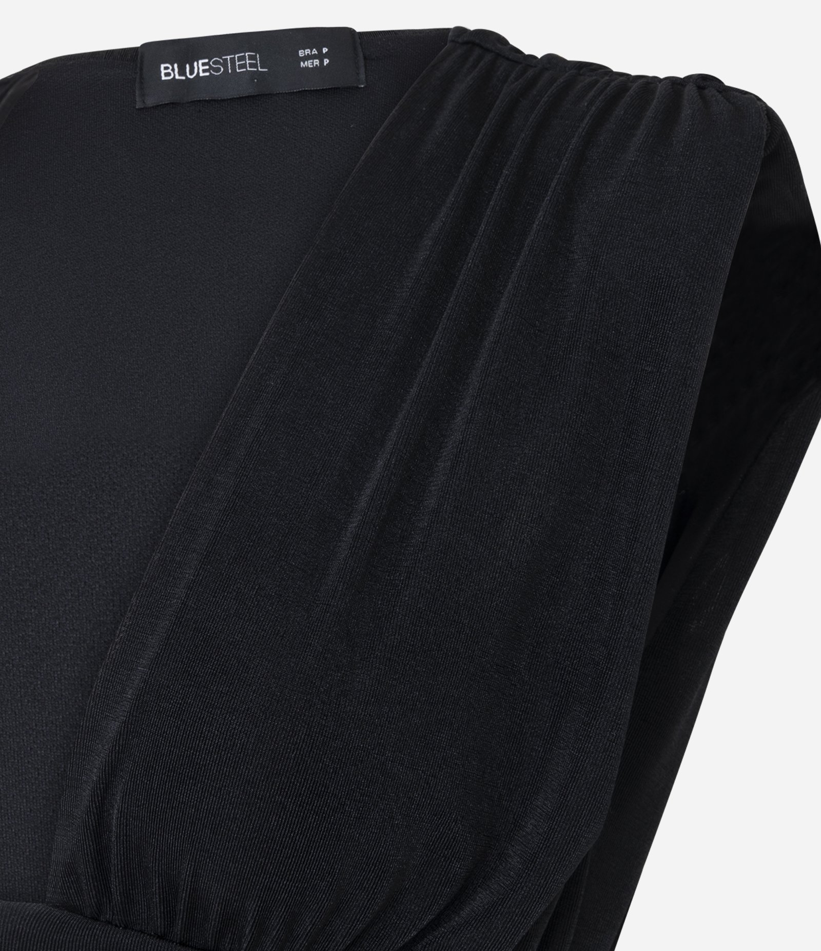 Blusa em Ribana com Decote Profundo e Ombreira Preto 4