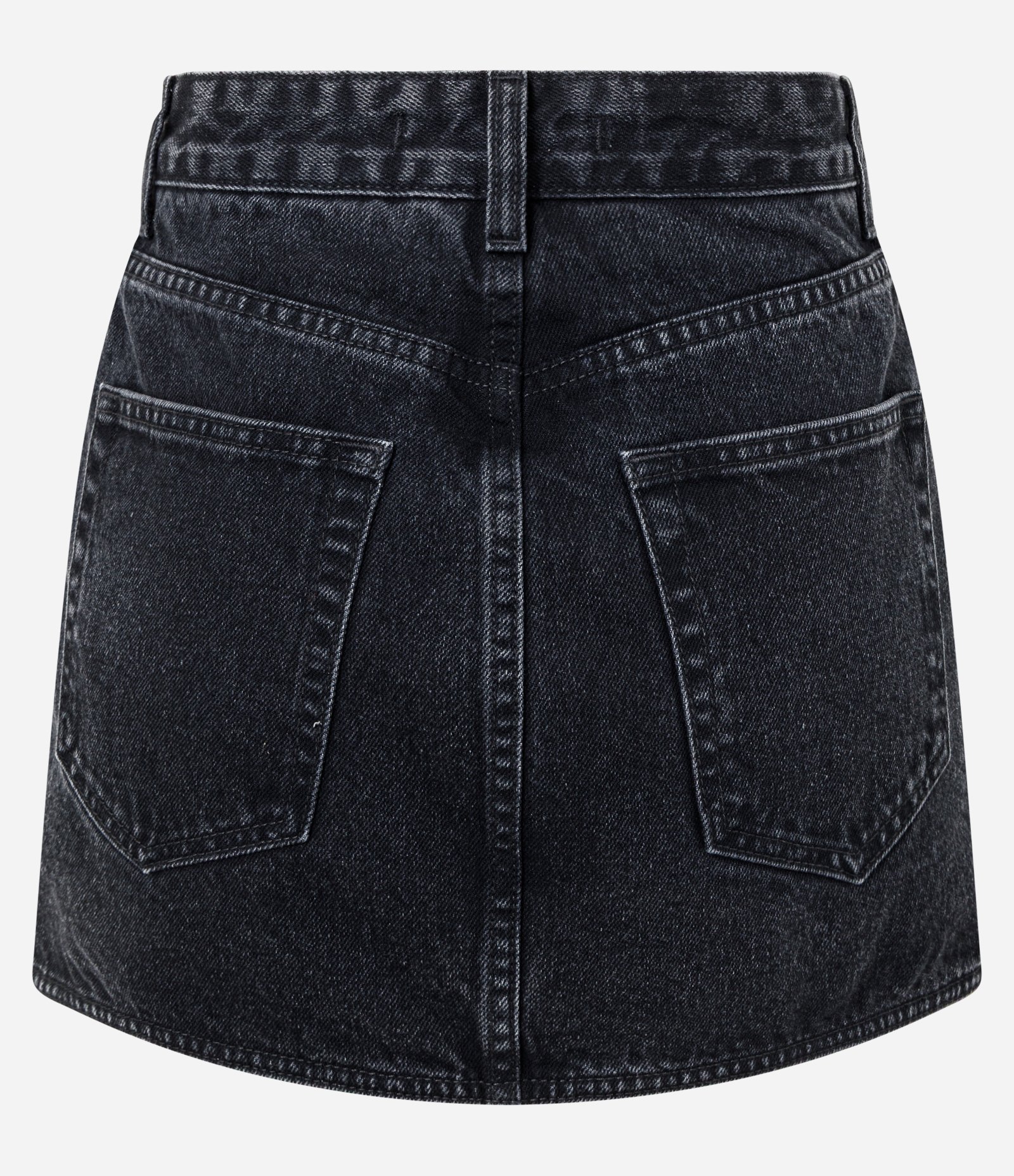 Short Saia em Jeans com Cintura Alta e Sobreposição Preto 6