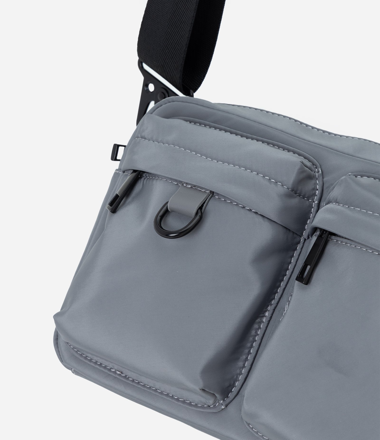 Bolsa Shoulder Bag com 2 Bolsos Cinza 4