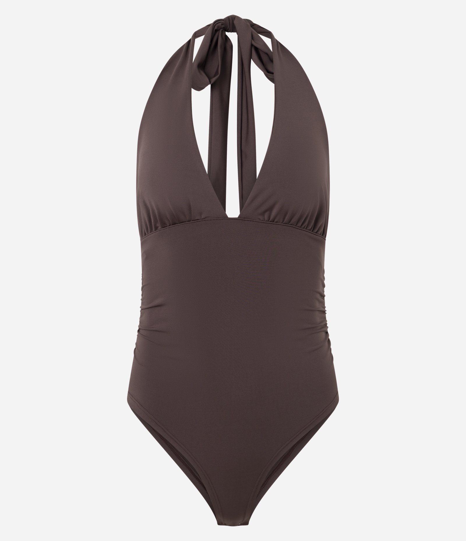 Body Frente Única em Microfibra com Amarração Marrom 5