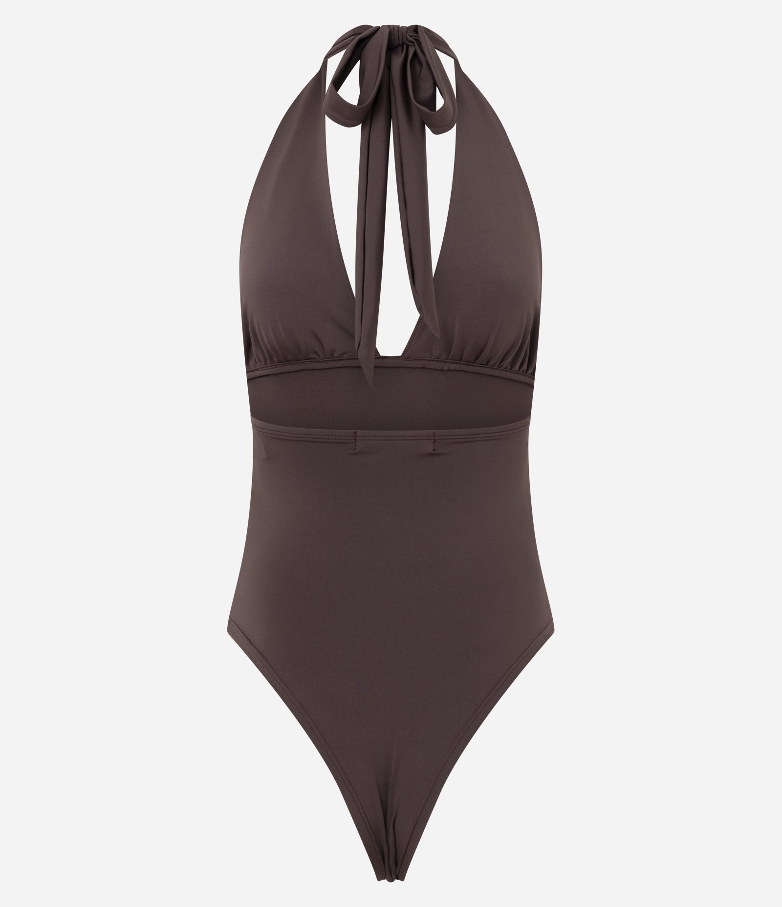 Body Frente Única em Microfibra com Amarração Marrom 6