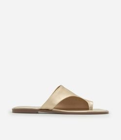 Sandália Rasteirinha Mule em Couro com Cabedal Largo