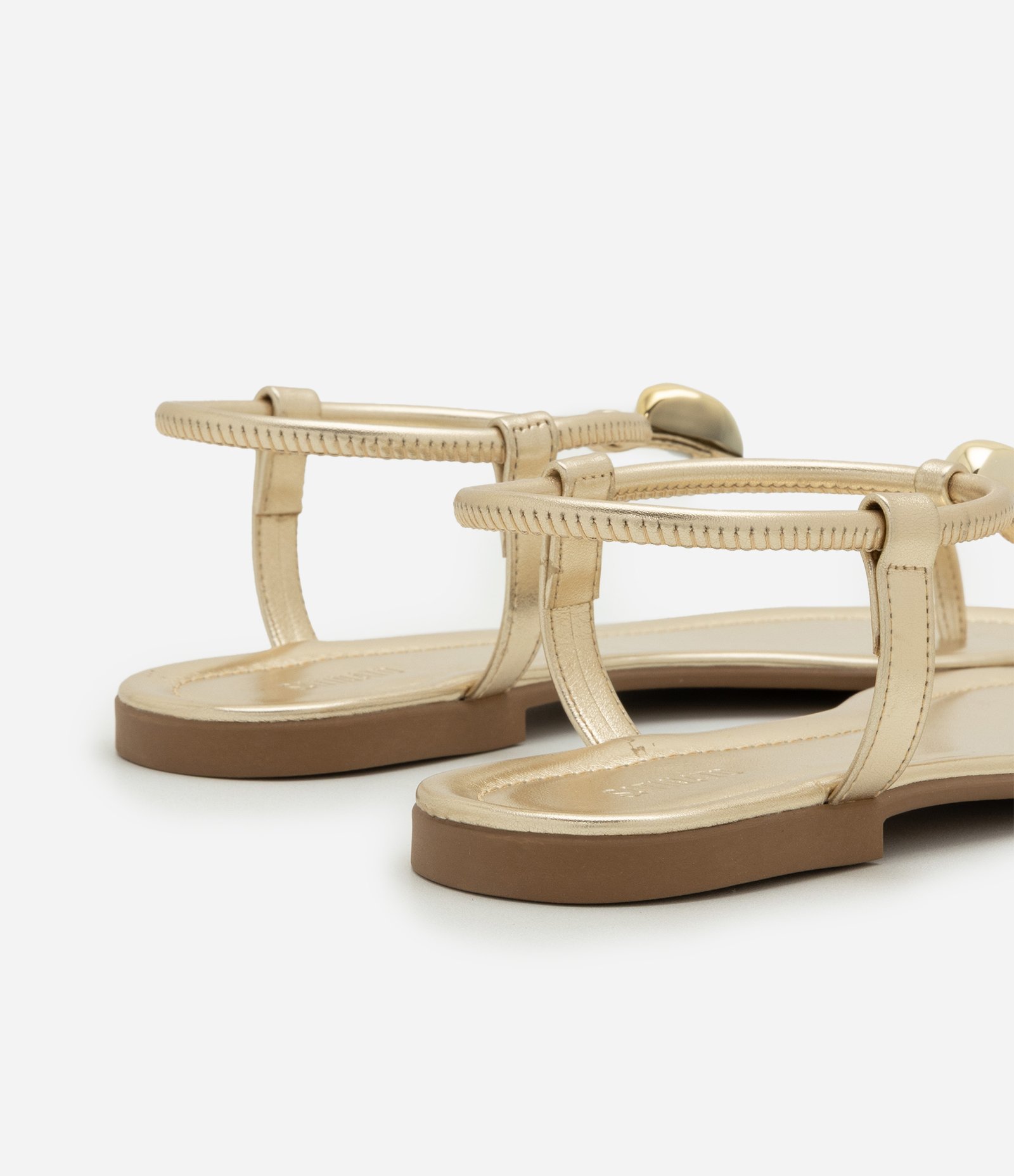 Sandália Rasteira Tira Única com Enfeite Bold Dourado 5