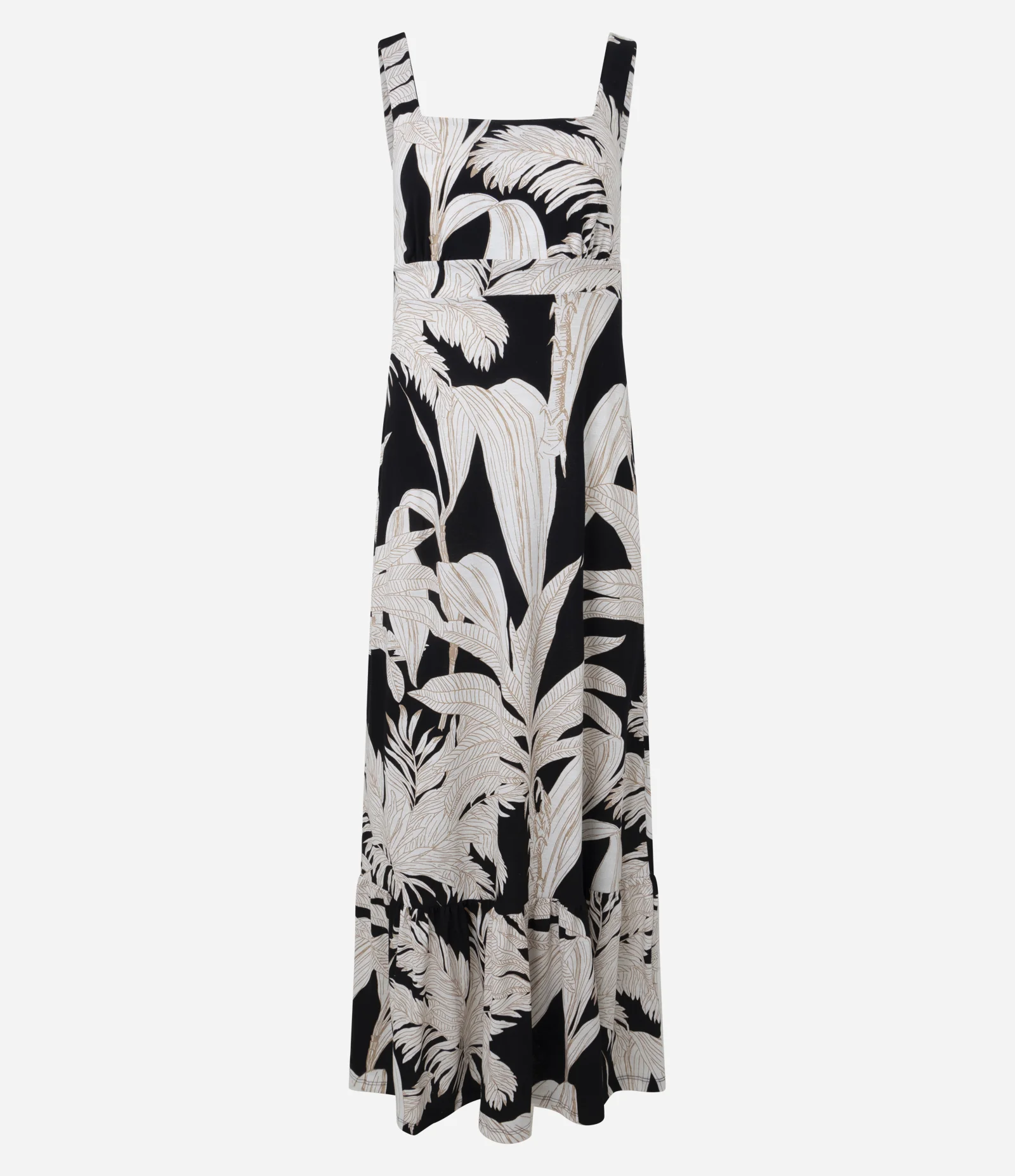 Vestido Longo em Cotton com Estampa Floral Branco/Preto 1