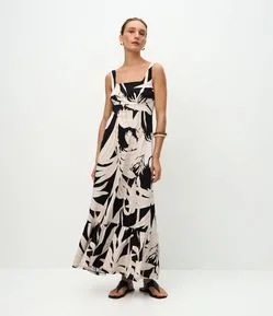 Vestido Longo em Cotton com Estampa Floral