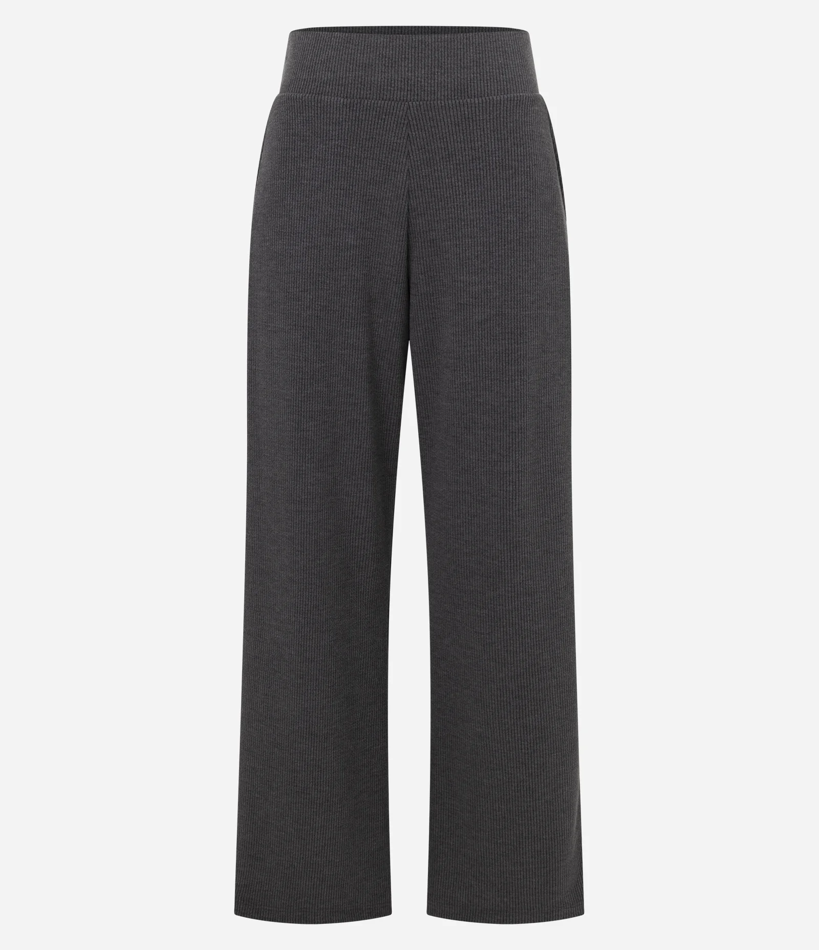 Calça Reta em Anarruga com Cós Elástico e Bolsos Laterais Cinza 1