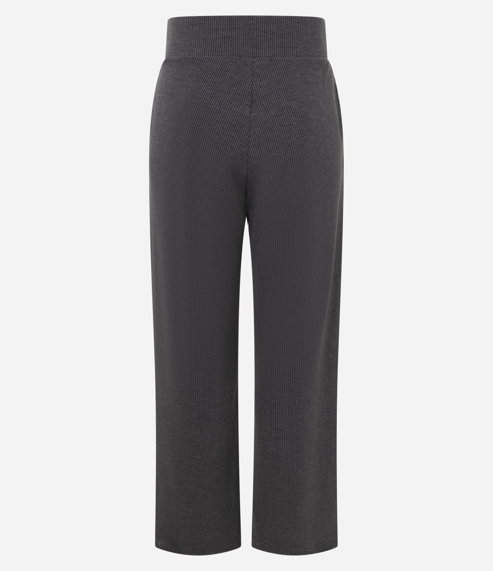 Calça Reta em Anarruga com Cós Elástico e Bolsos Laterais Cinza 3