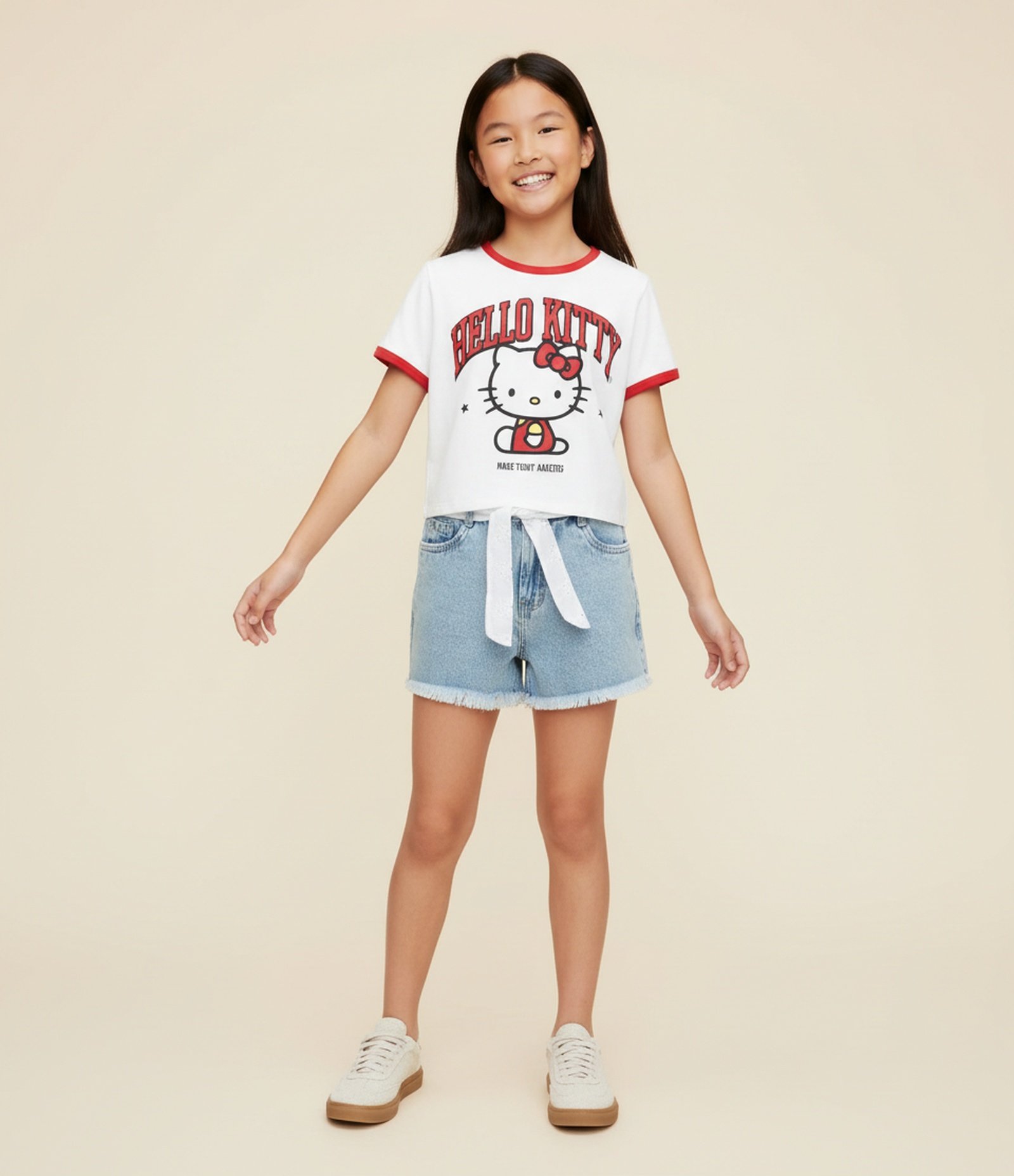 Blusa Infantil com Estampa Hello Kitty - Tam 5 a 14 Anos Branco 1