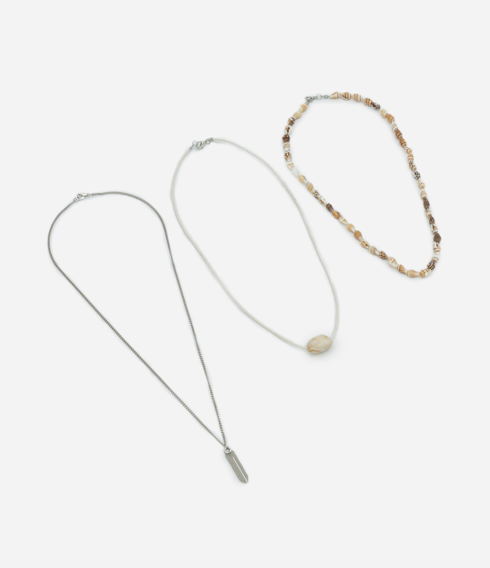 Conjunto de Colares em Metal com Conchas e Pingente de Pedra Multicores 2