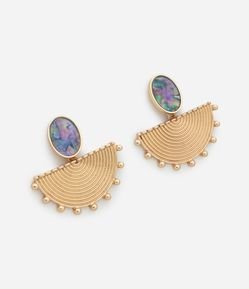 Brinco Metalizado com Formato de Leque e Base Oval