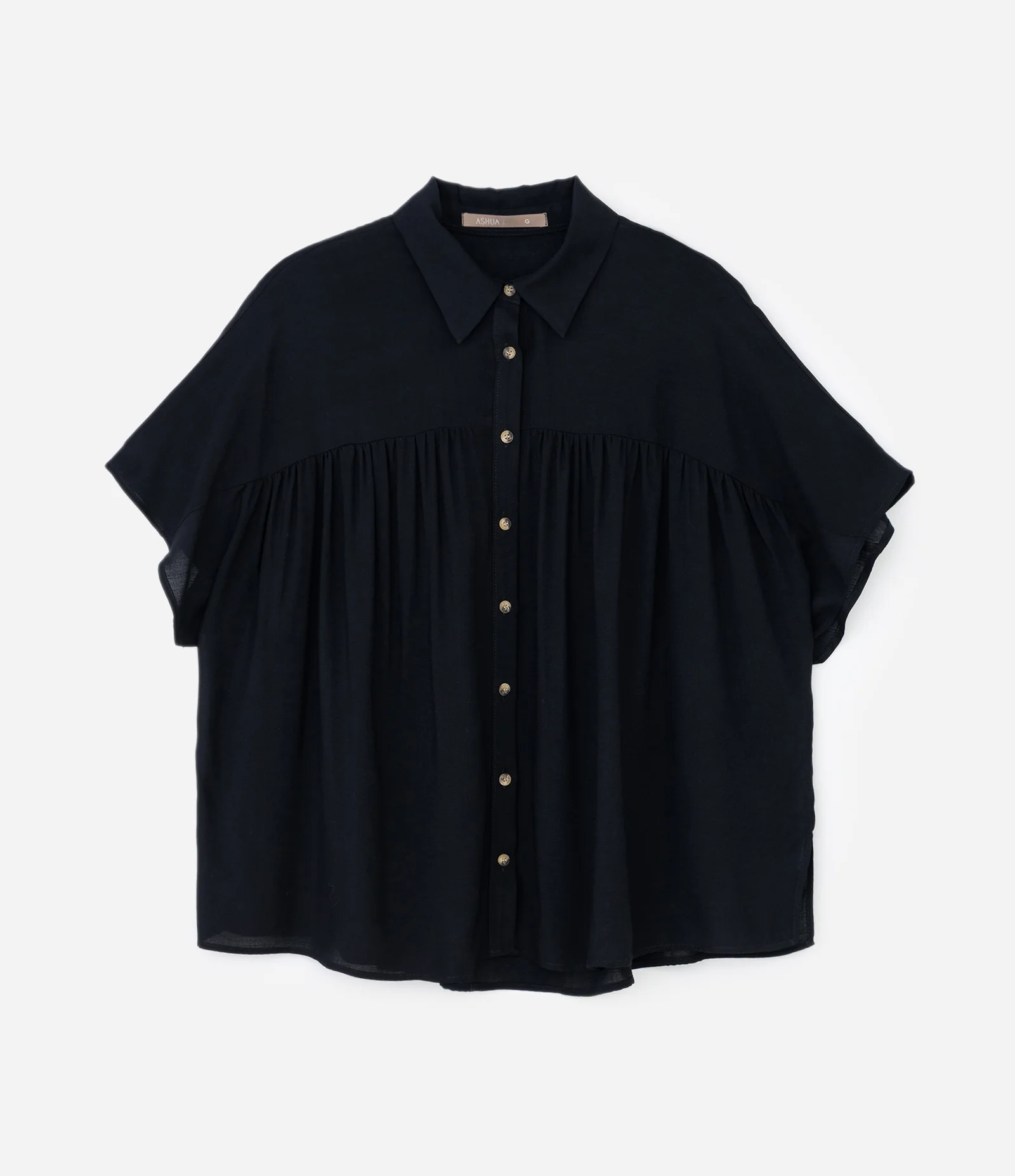 Camisa em Flamê com Pregas e Botões Tartaruga Curve & Plus Size Preto 5