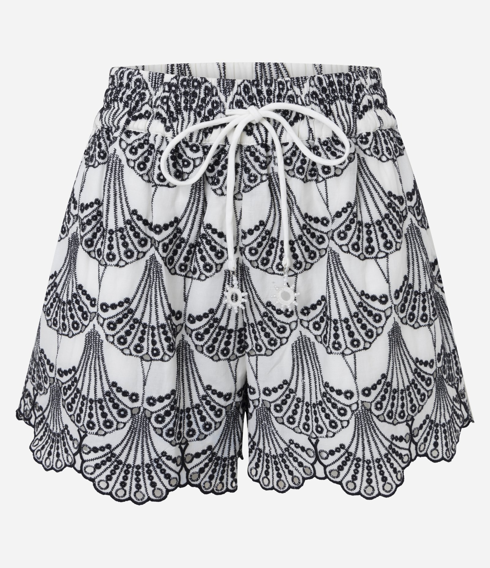Short Runner em Laise com Barra Ondulada e Bordado Geométrico Off White 5