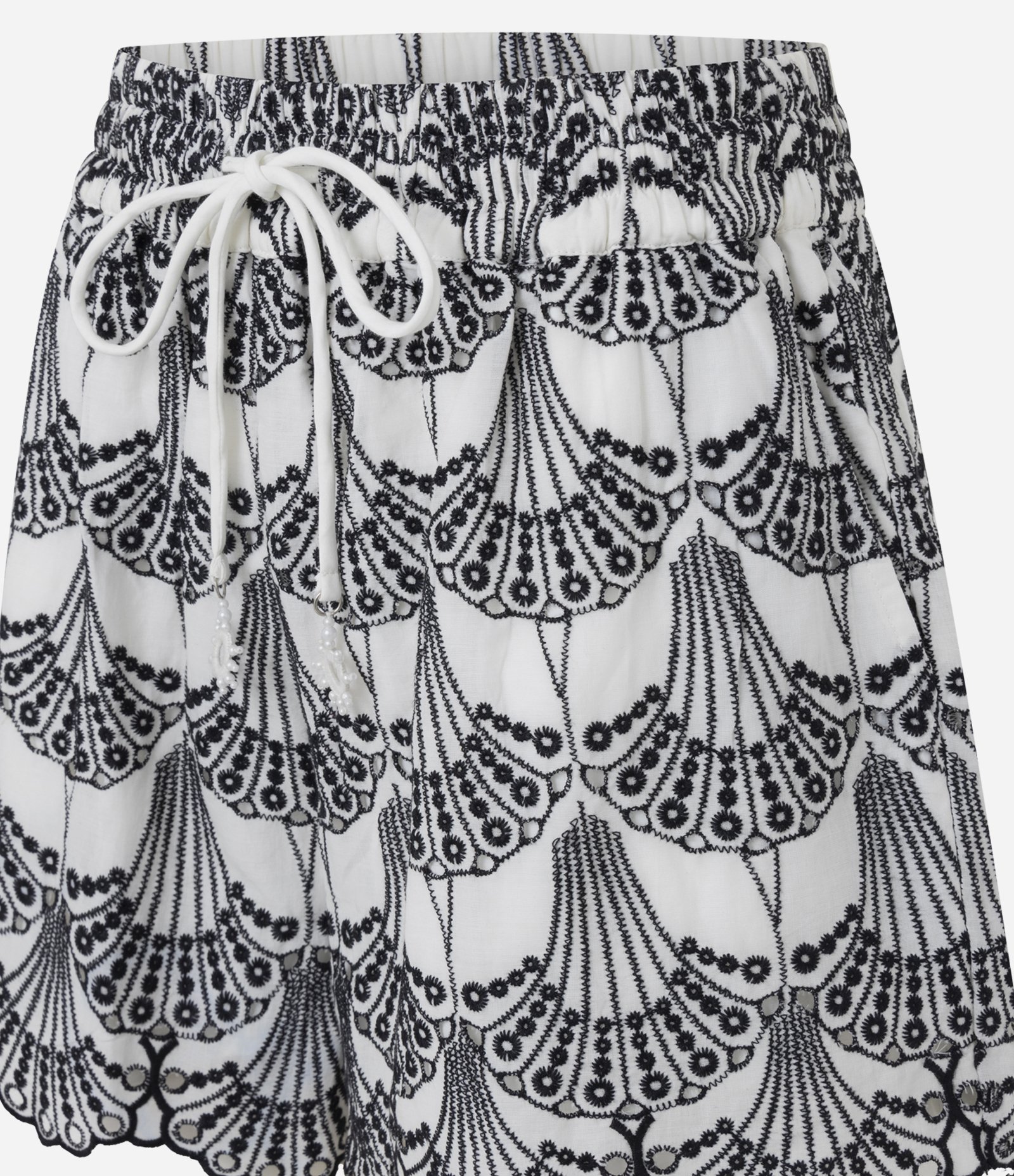 Short Runner em Laise com Barra Ondulada e Bordado Geométrico Off White 6
