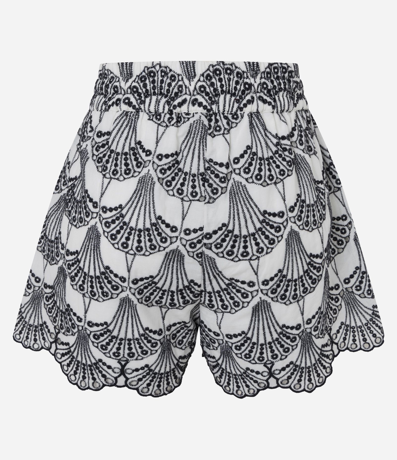 Short Runner em Laise com Barra Ondulada e Bordado Geométrico Off White 7