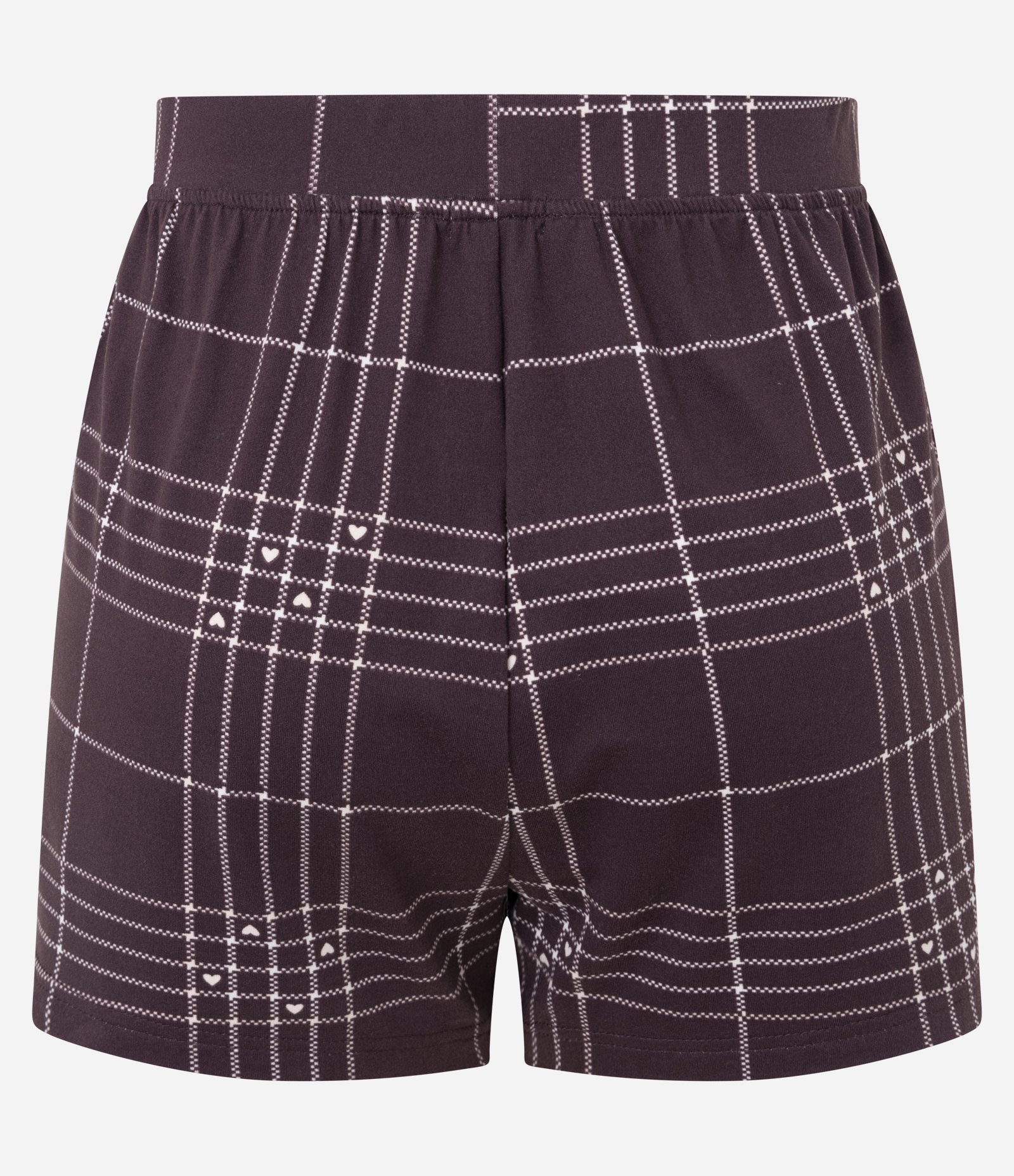 Short de Pijama em Peach Touch com Estampa Xadrez Marrom 2