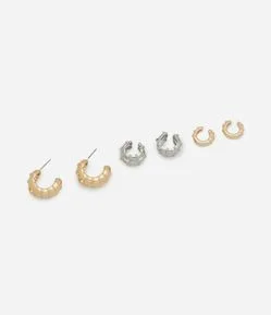Conjunto de Brinco Argola e Piercing Fake