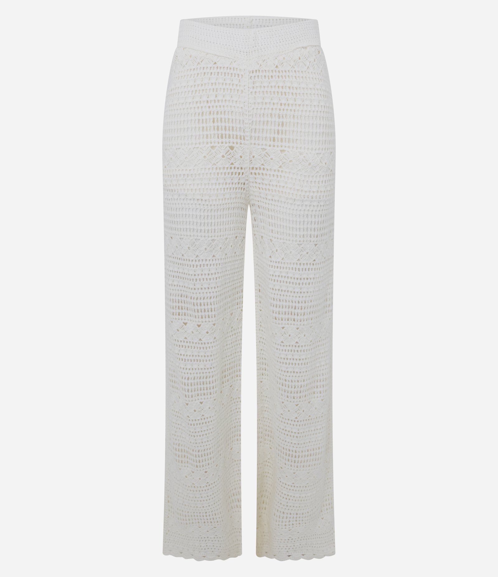 Calça Reta em Tricô com Trama Aberta Branco 6