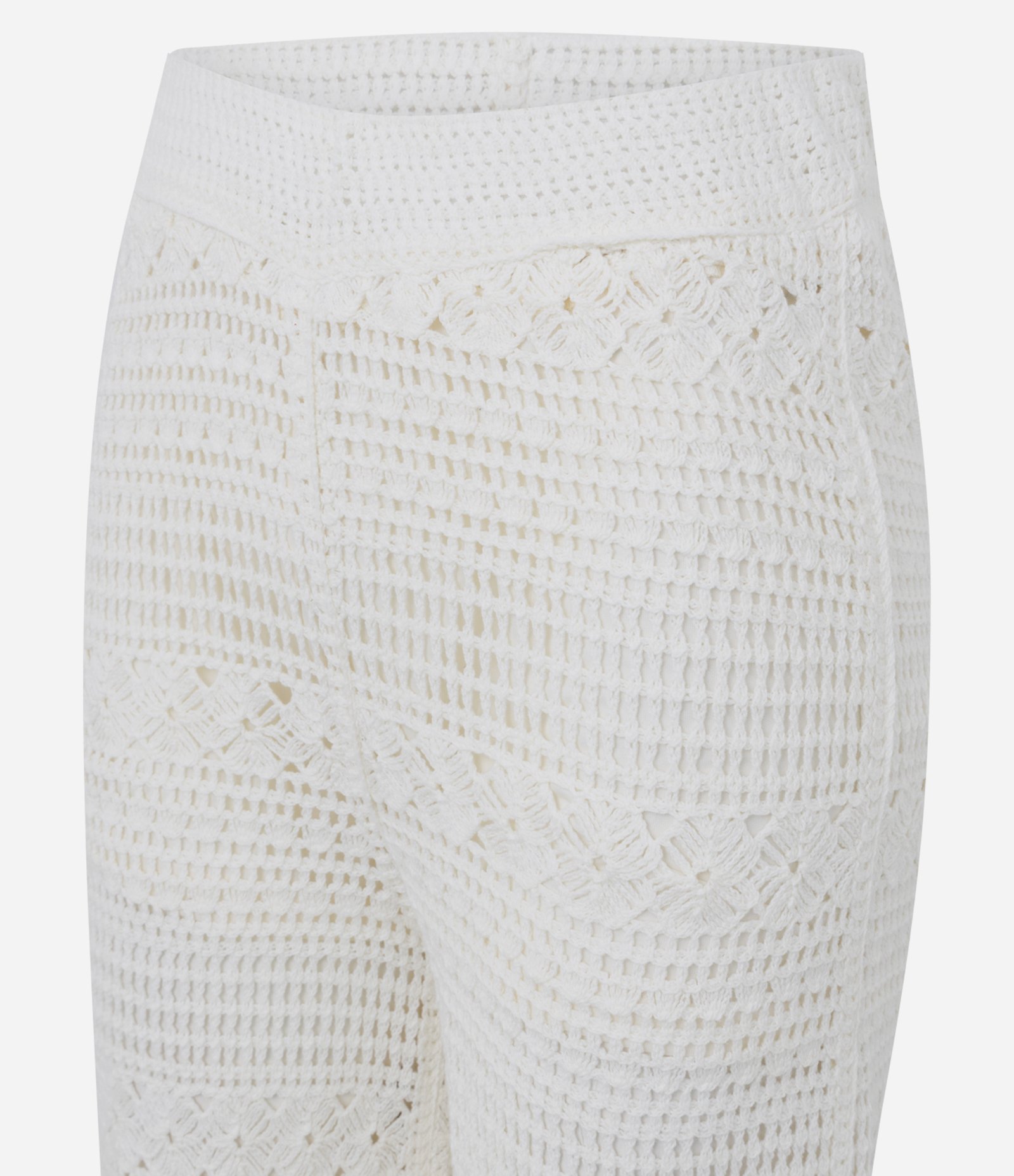 Calça Reta em Tricô com Trama Aberta Branco 7