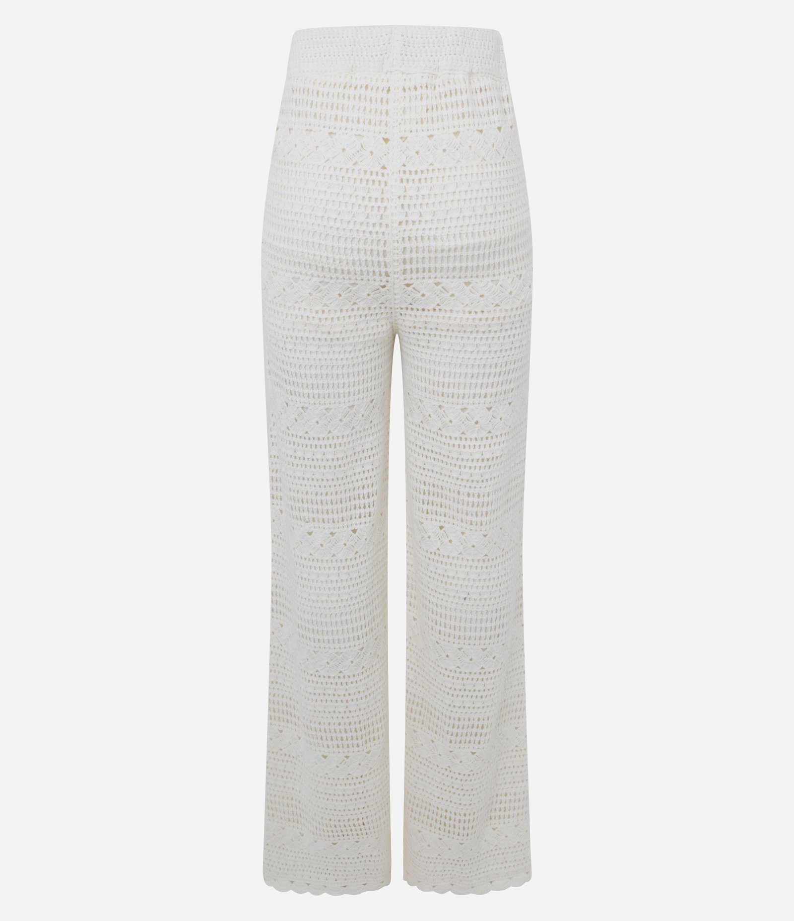 Calça Reta em Tricô com Trama Aberta Branco 8