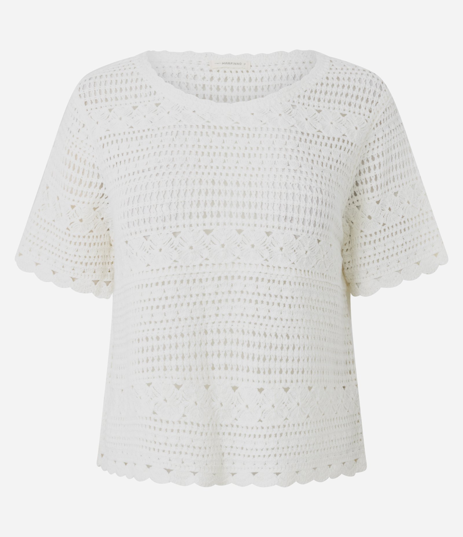 Blusa Crochetada com Manga Curta Branco 5