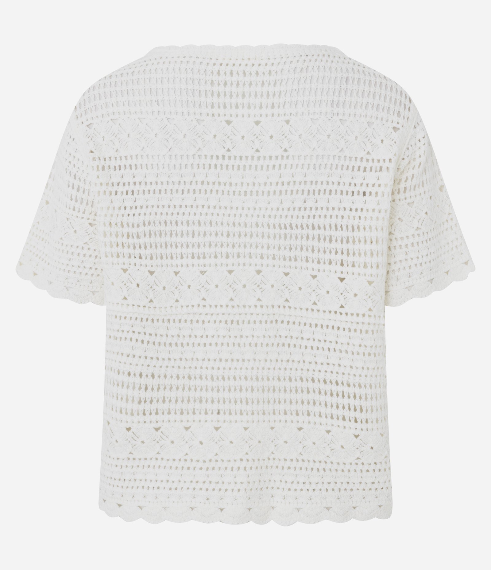 Blusa Crochetada com Manga Curta Branco 6