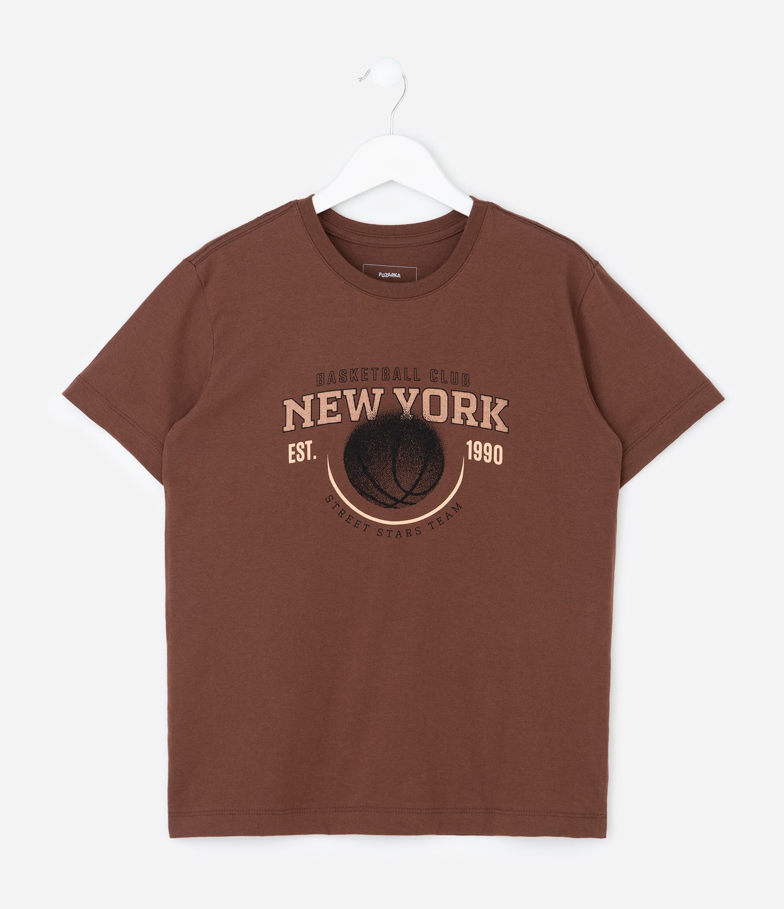 Camiseta Infantil com Estampa Basquete New York – Tam 5 a 14 Anos Marrom 1