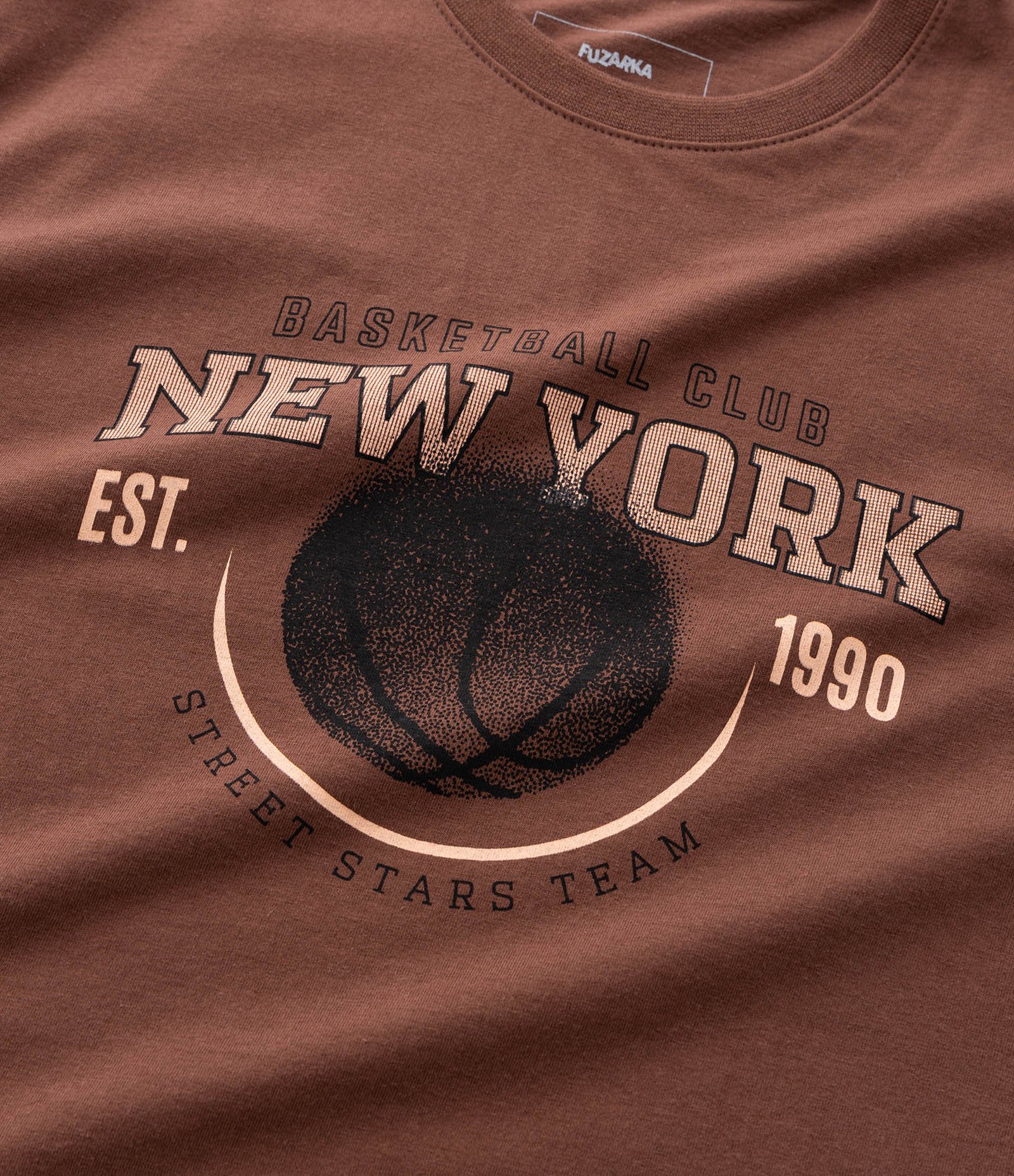 Camiseta Infantil com Estampa Basquete New York – Tam 5 a 14 Anos Marrom 4