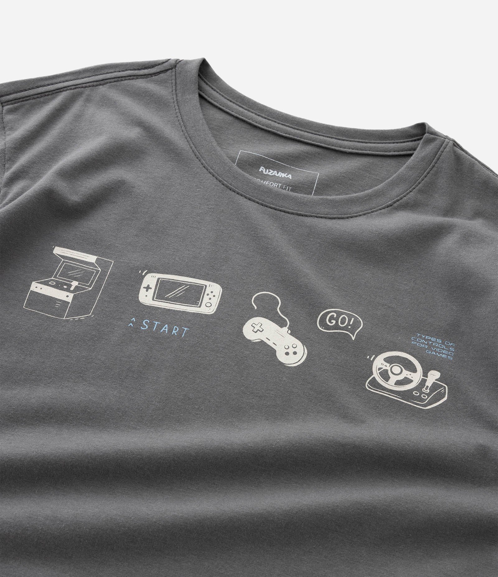 Camiseta Infantil com Estampa Ícones Gamer – Tam 5 a 14 Anos Cinza Escuro 4