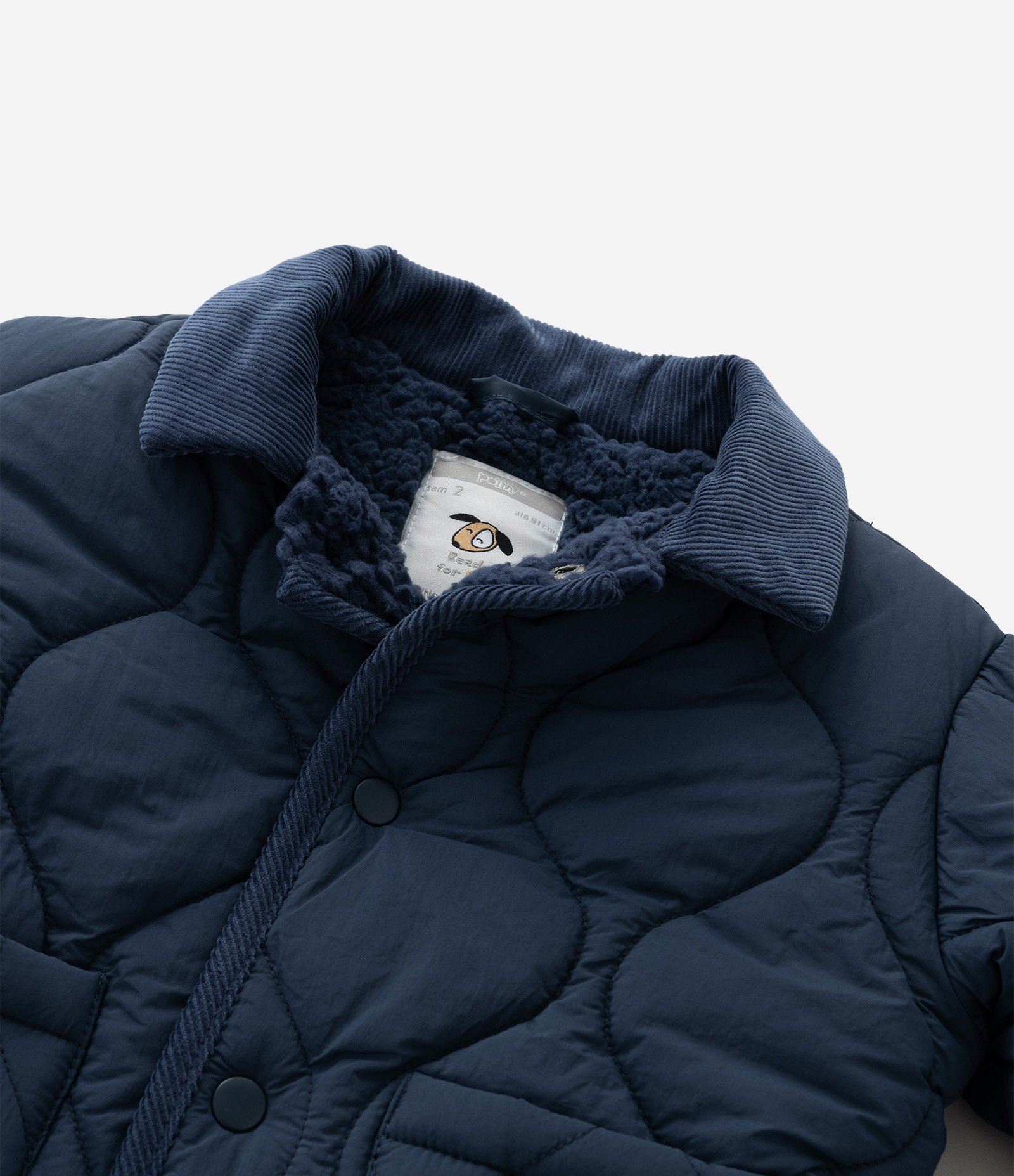 Jaqueta Infantil Matelassada com Gola em Veludo – Tam 1 a 6 Anos Azul Marinho 4