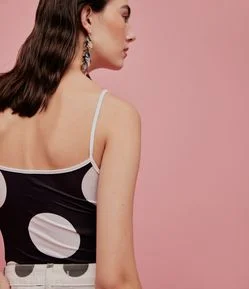 Body Ajustado Poá com Cut Out Lateral