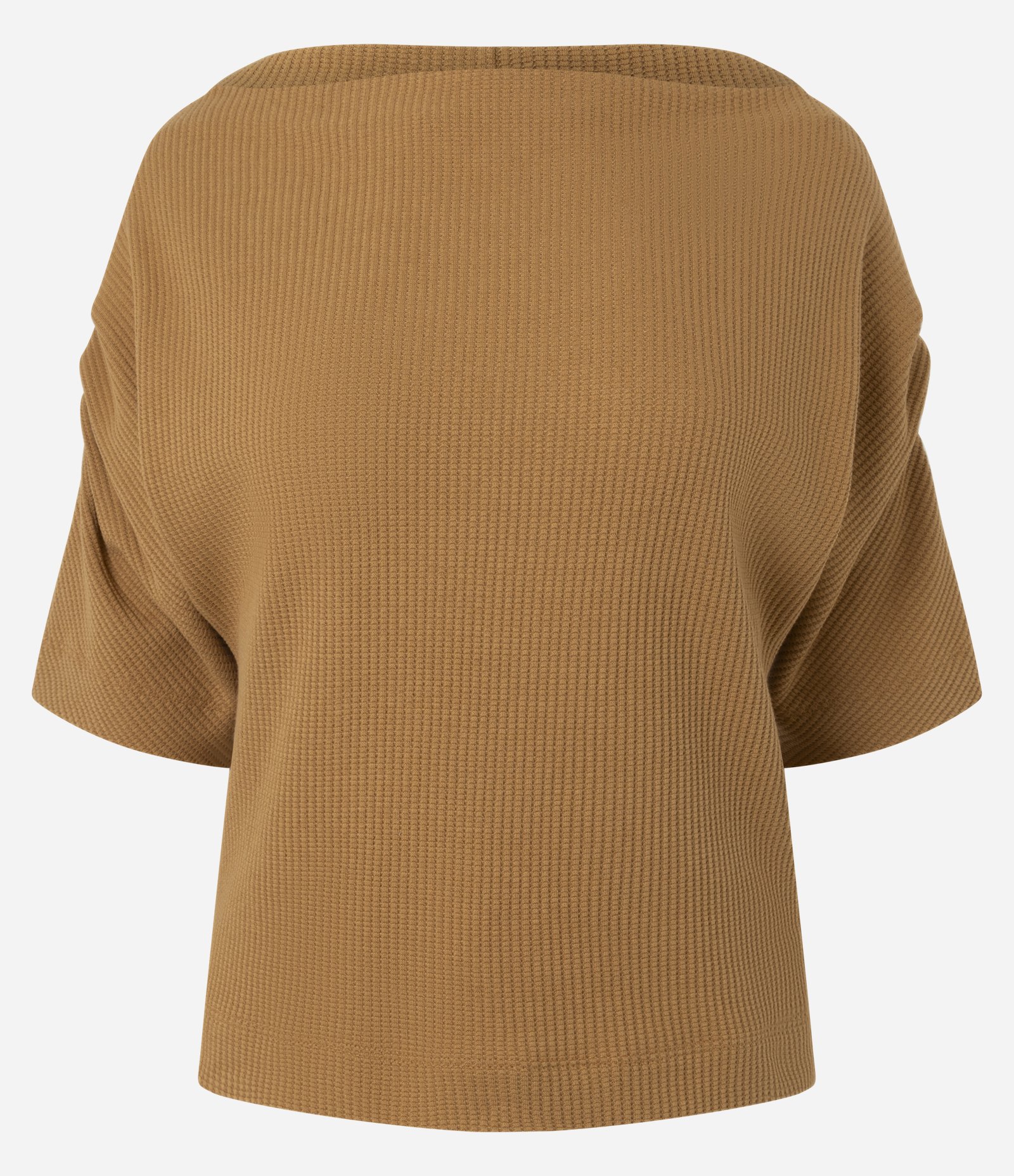 Blusa Texturizada com Pregas nos Ombros Marrom 1