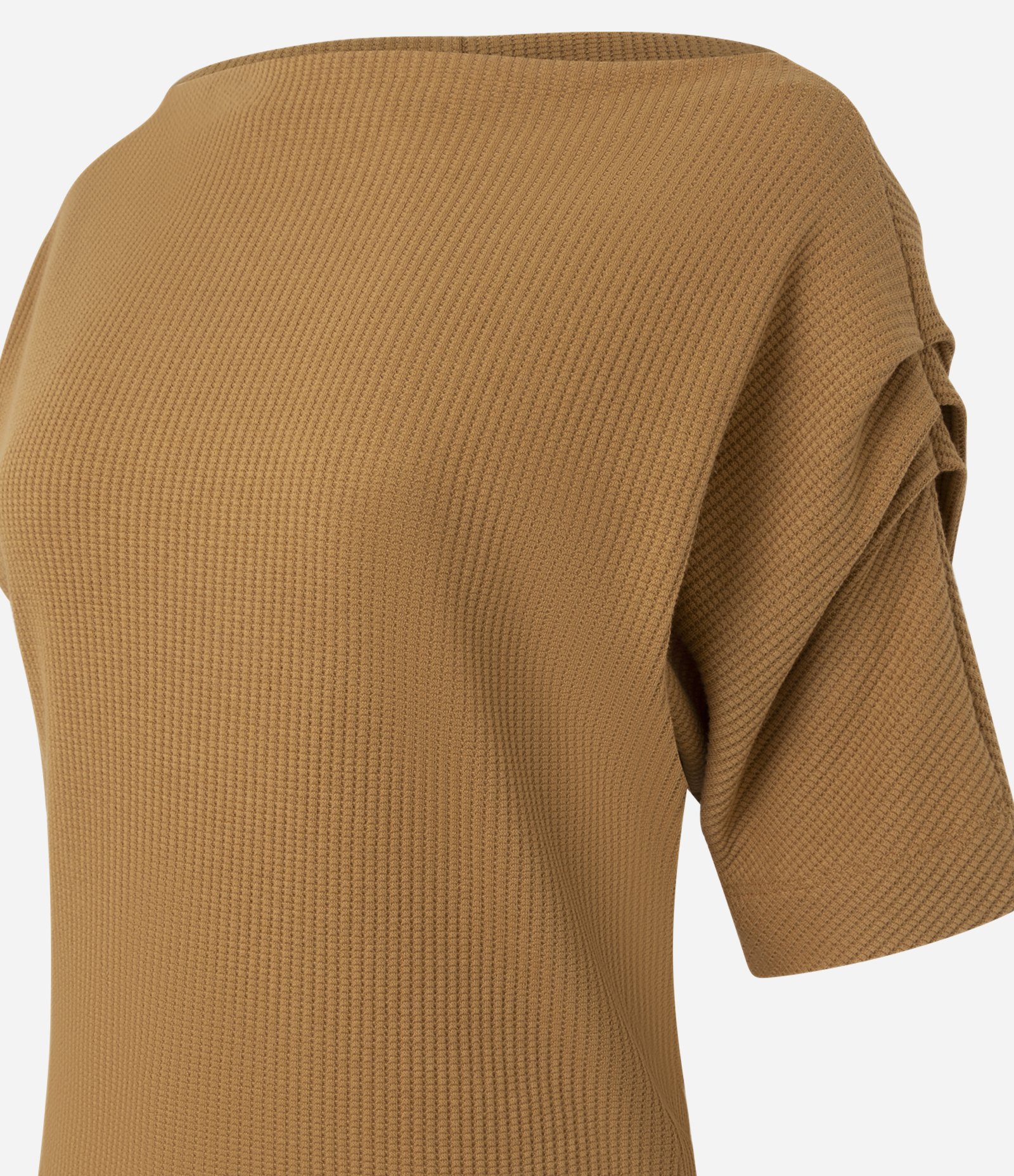 Blusa Texturizada com Pregas nos Ombros Marrom 2