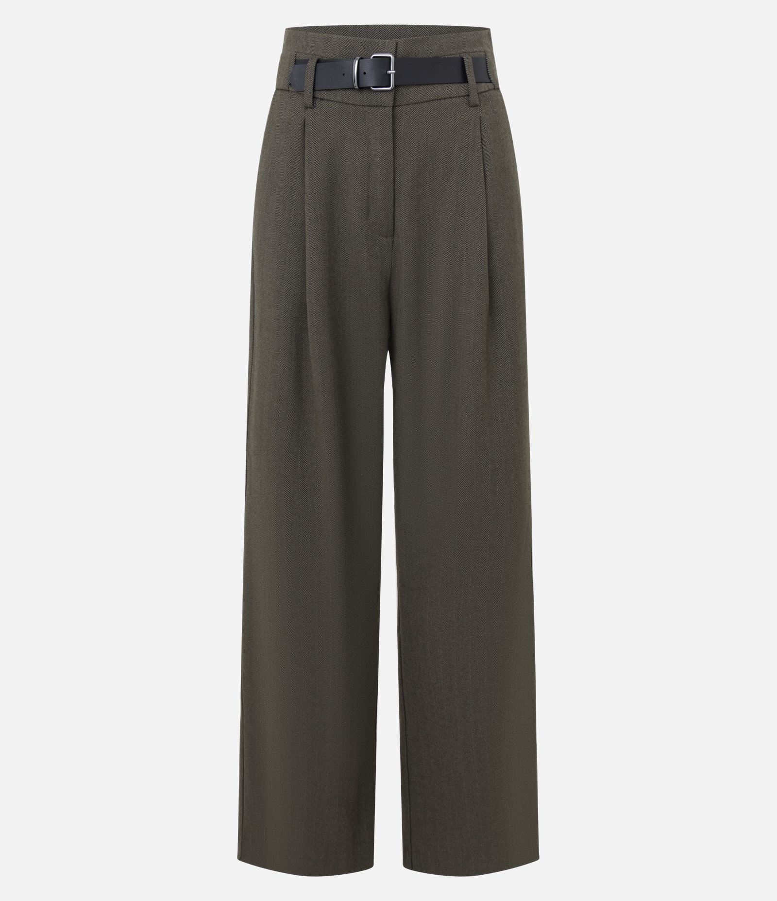 Calça Reta Texturizada com Cinto Verde 5