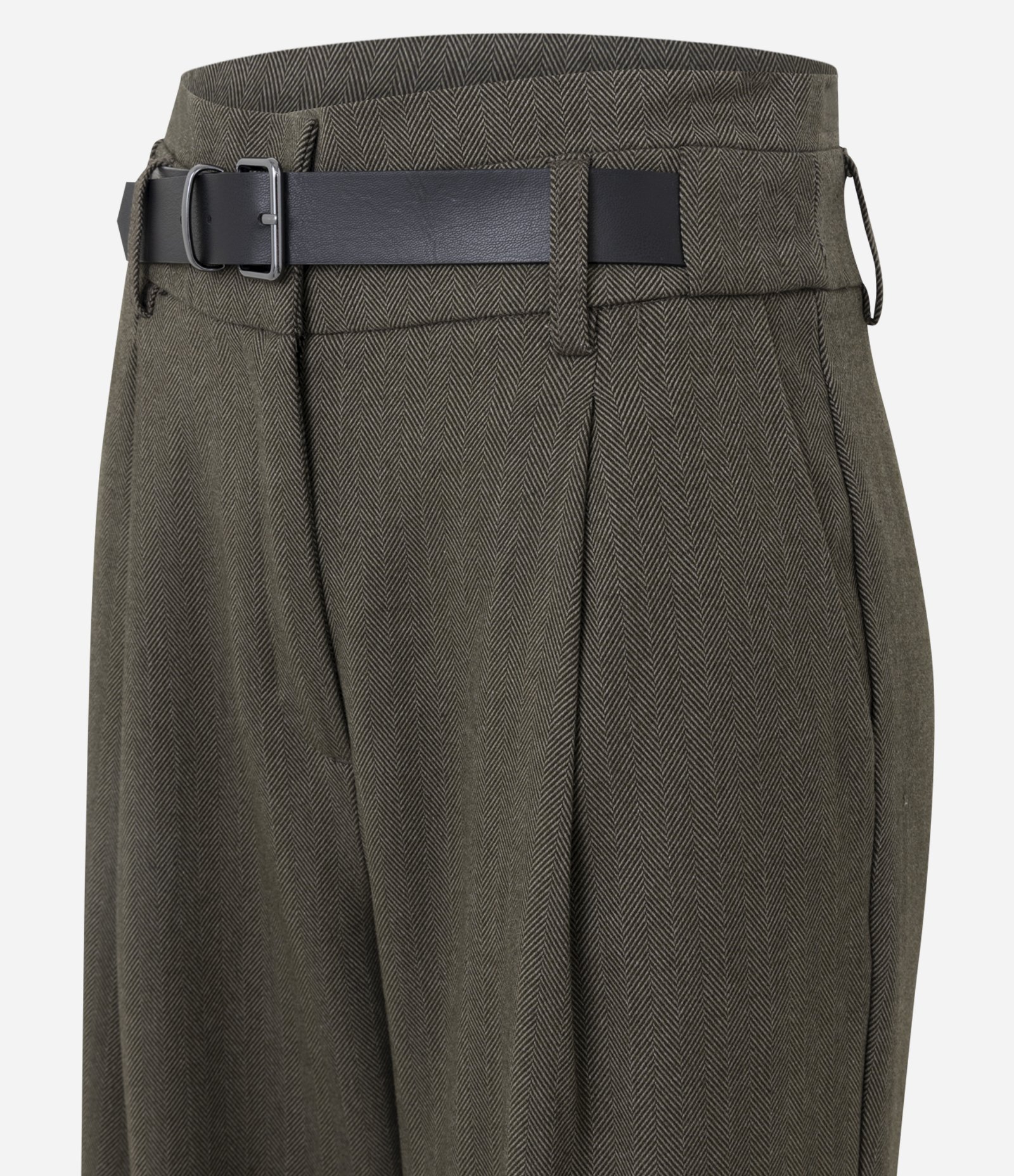Calça Reta Texturizada com Cinto Verde 6