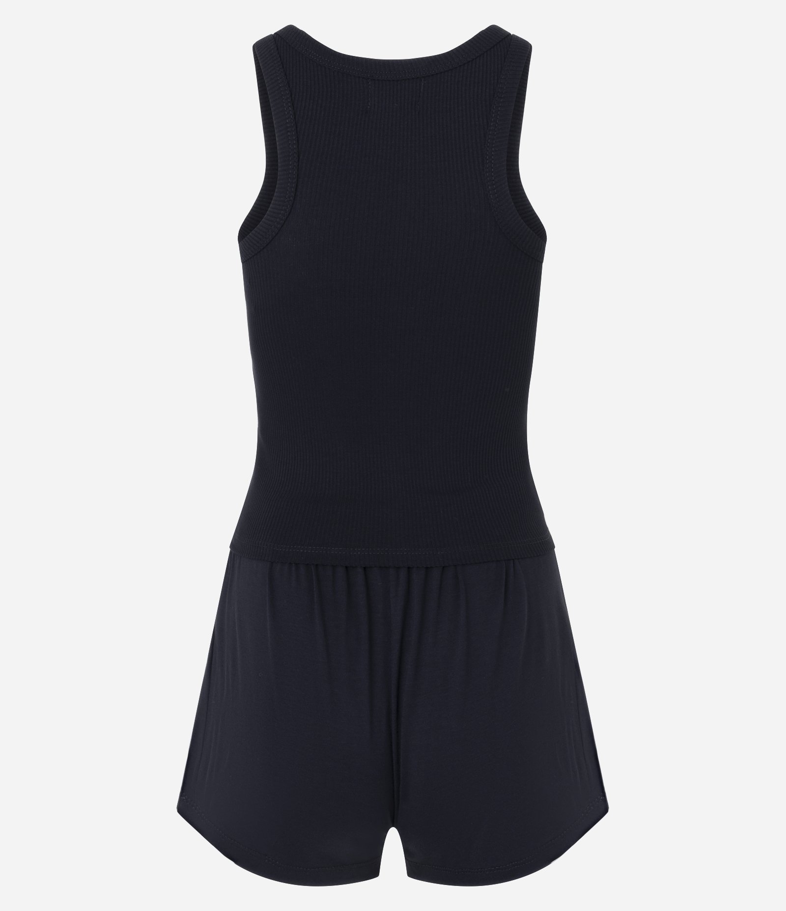 Pijama Curto em Ribana com Regata Básica e Short Preto 3