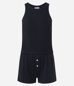 Pijama Curto em Ribana com Regata Básica e Short