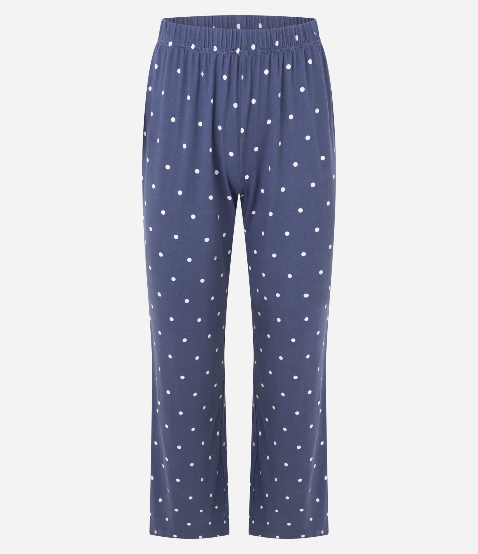 Pijama Longo em Peach Touch com Estampa Poá Branco/Azul 8