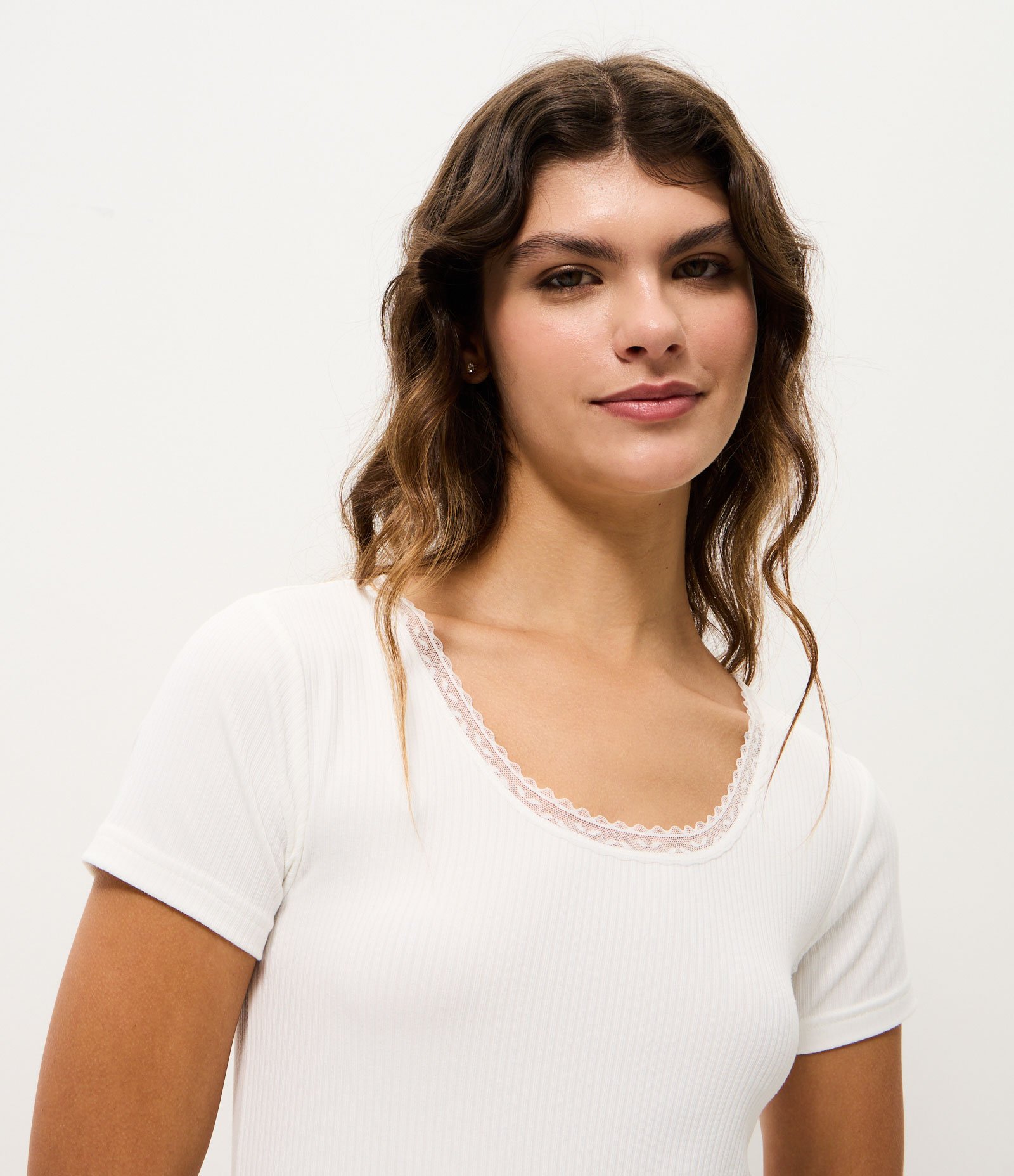 Pijama Longo em Peach Touch com Estampa Poá Branco/Azul 2
