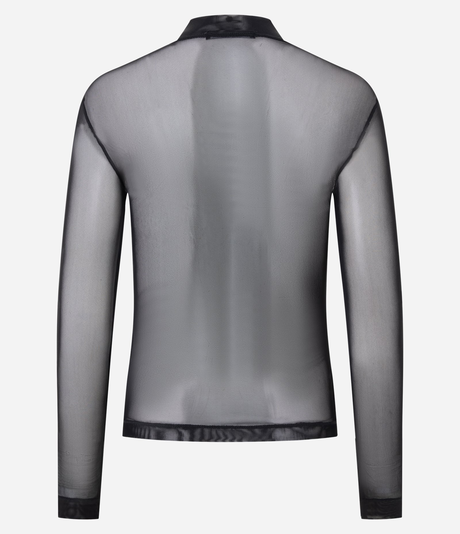 Blusa em Tule com Transparência e Golinha Alta Preto 3