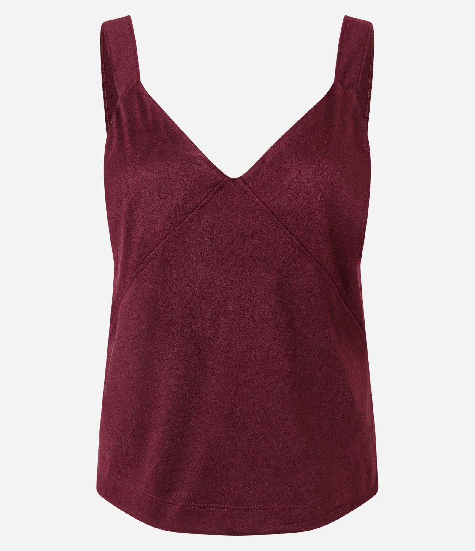 Blusa Feminina Suede Sem Manga com Decote V Vermelho 4