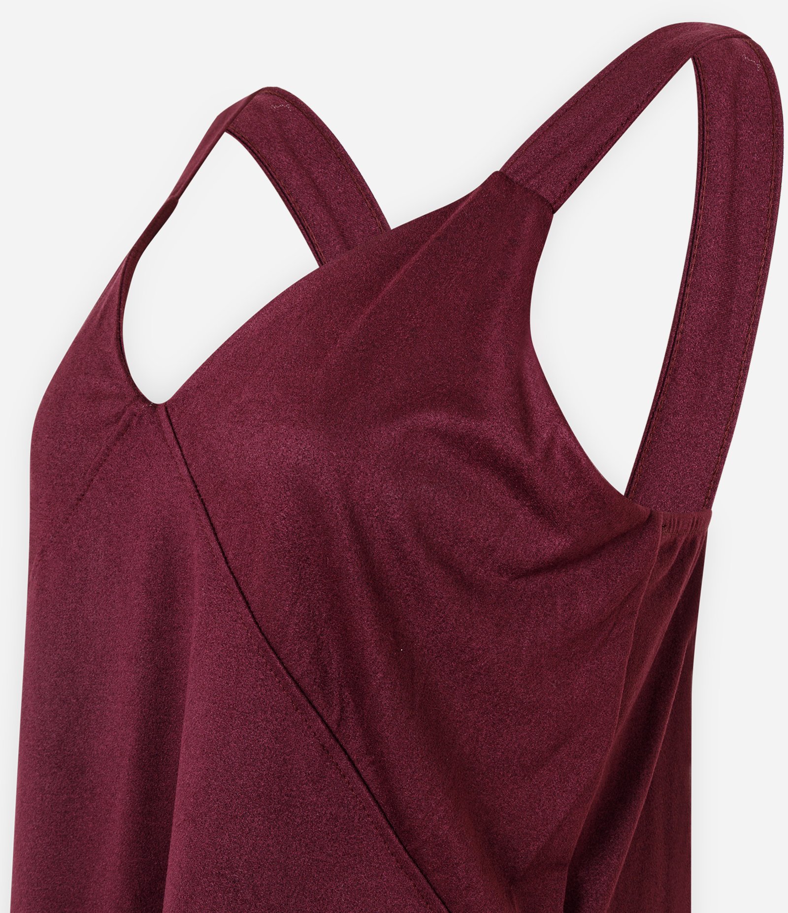 Blusa Feminina Suede Sem Manga com Decote V Vermelho 5