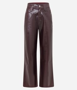 Calça Reta em Jeans Resinado com Cintura Alta