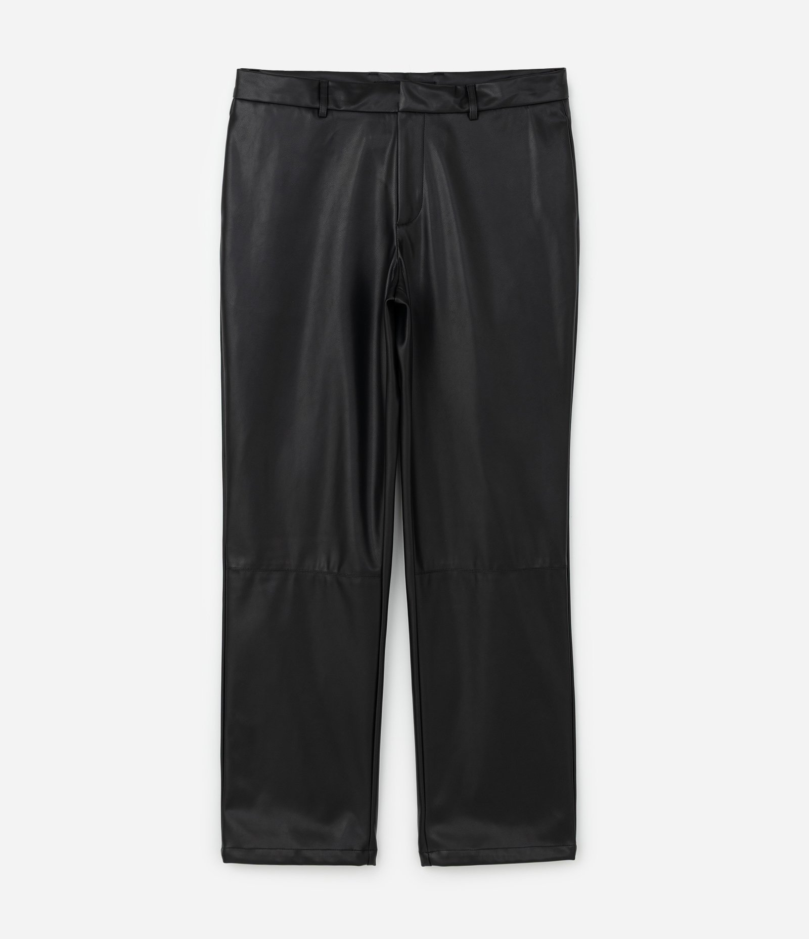 Calça Masculina PU Alfaiatada Reta com Recortes Preto 1