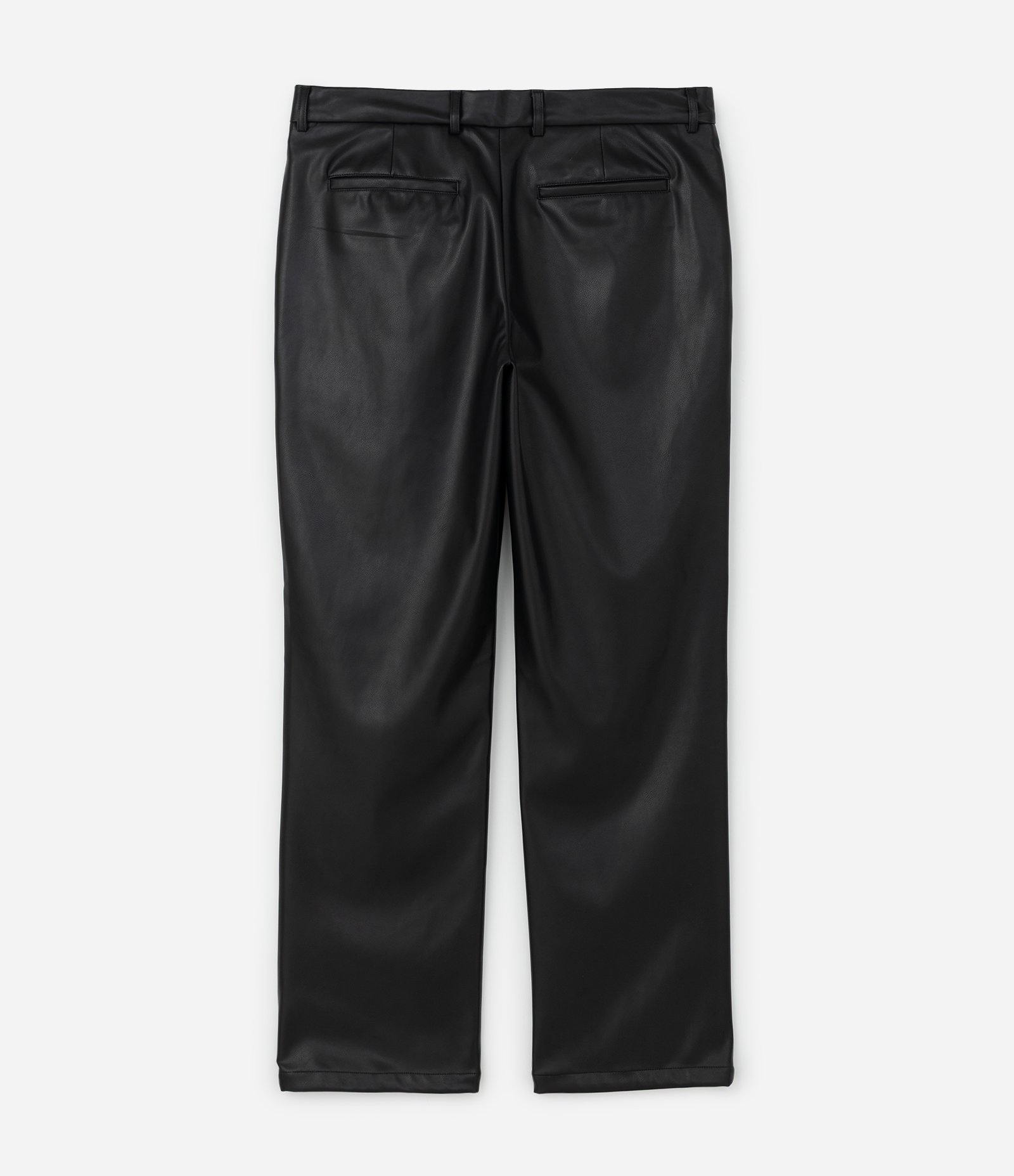 Calça Masculina PU Alfaiatada Reta com Recortes Preto 2