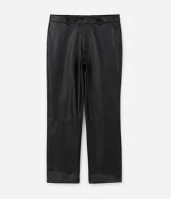 Calça Masculina PU Alfaiatada Reta com Recortes