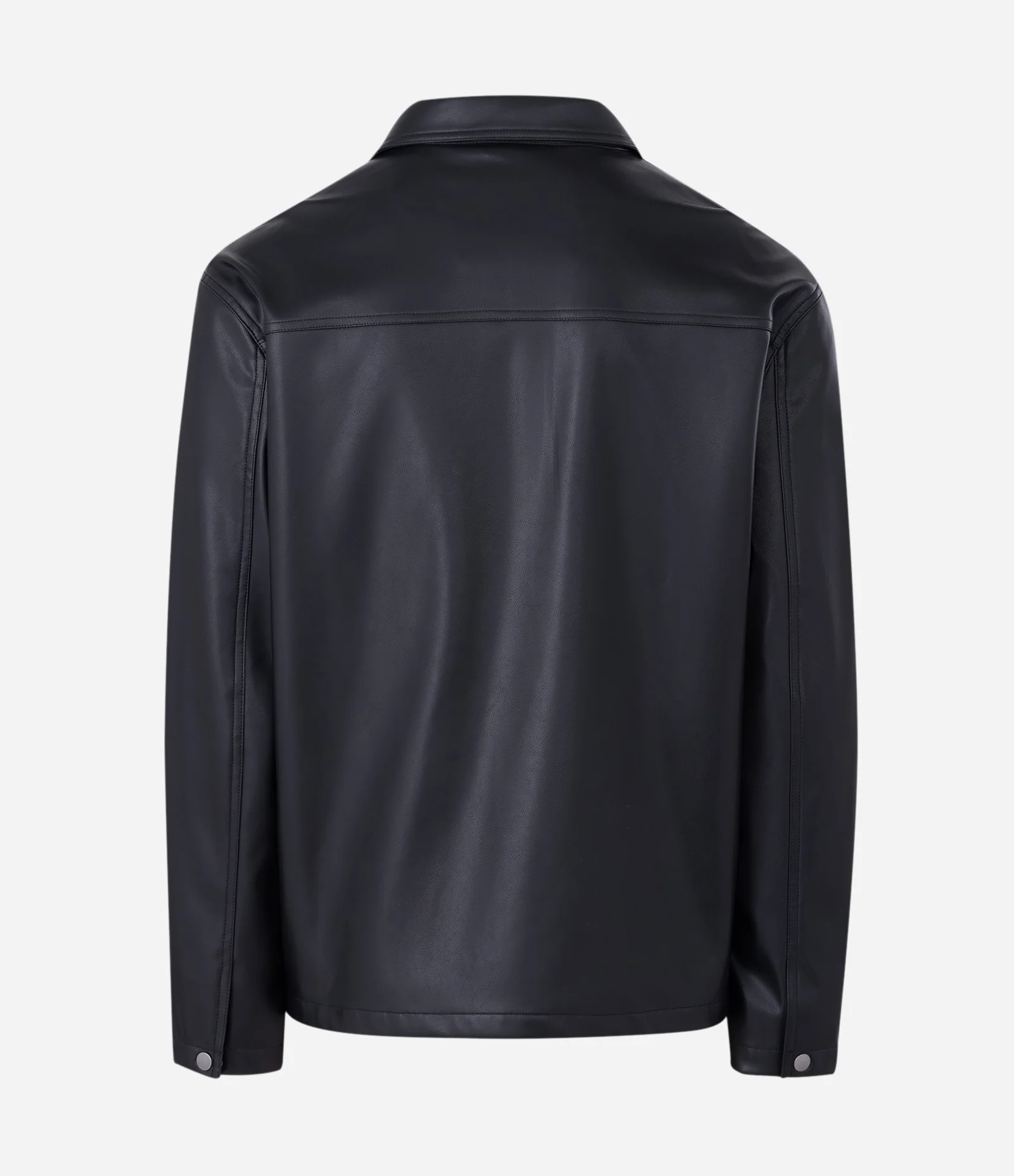 Camisa Masculina Overshirt em PU com Bolso Frontal Preto 2