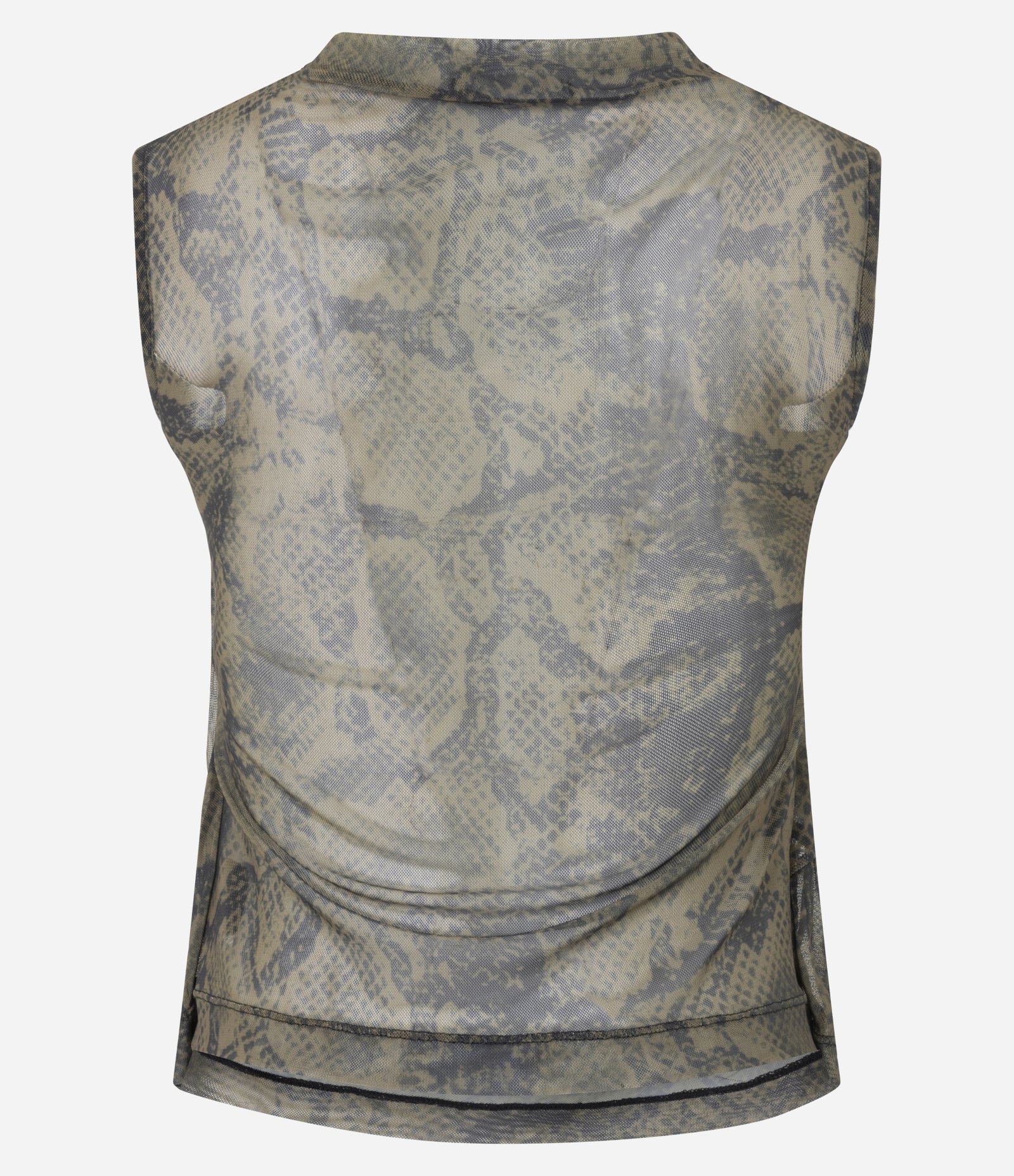 Blusa em Tule com Estampa Animal Print e Drapeado Lateral Verde 4