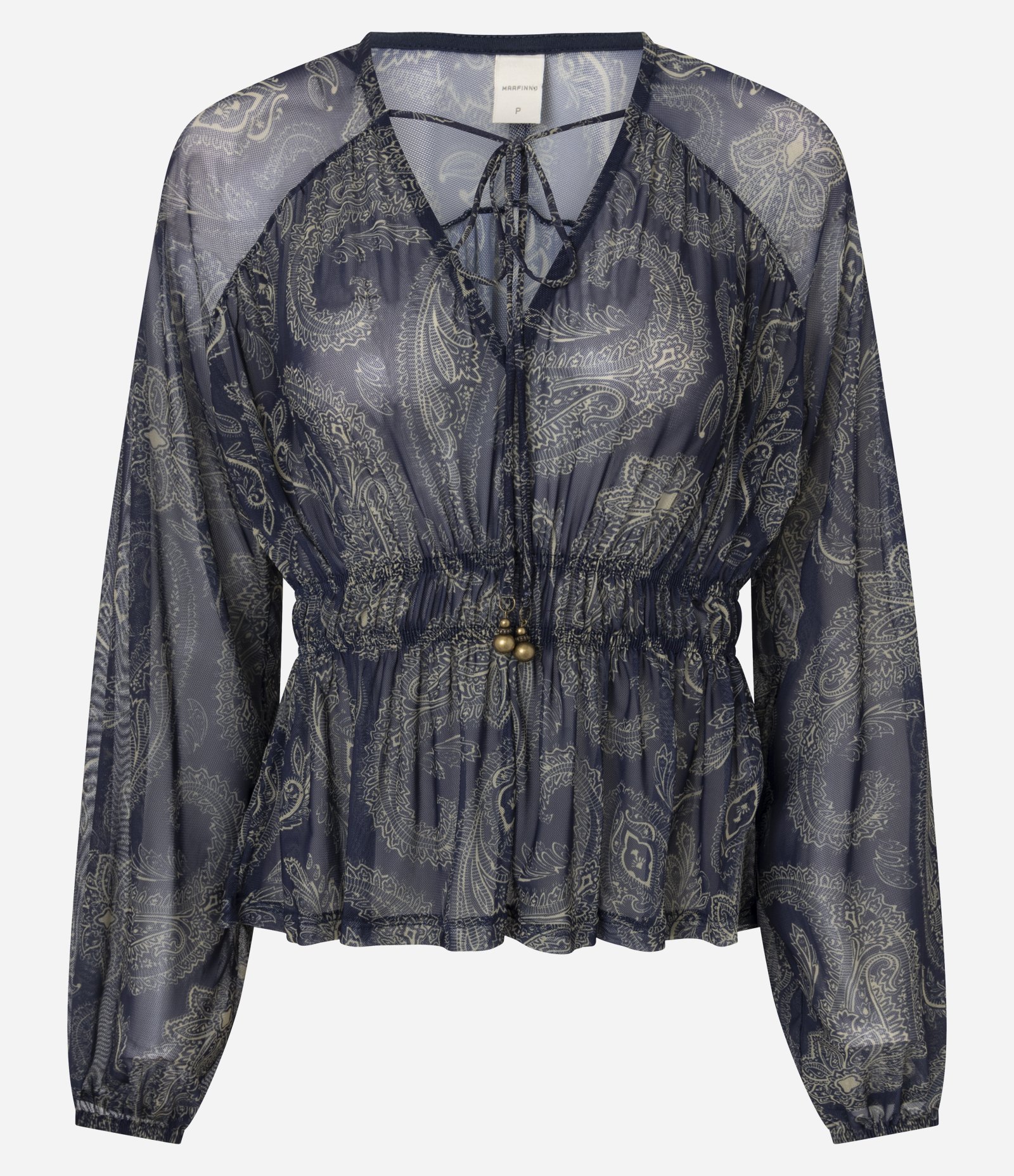 Bata em Tule com Estampa Paisley e Elástico na Cintura Azul 5