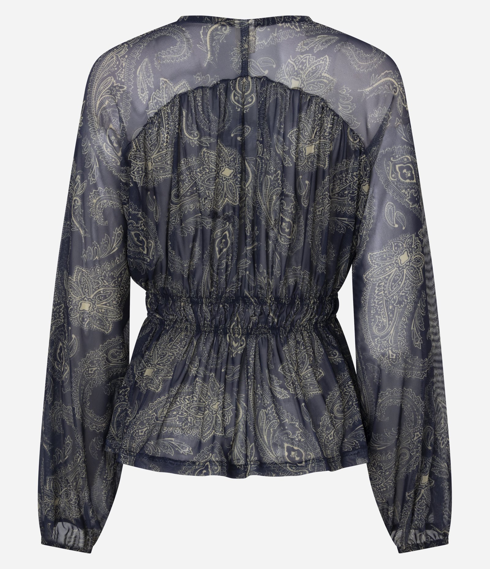 Bata em Tule com Estampa Paisley e Elástico na Cintura Azul 6